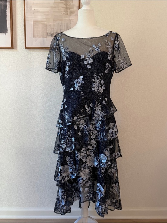 Marchesa Notte Dresses & Skirts - Marchesa Notte Midi Cocktail Dress in Navy Sz 12 NWT
